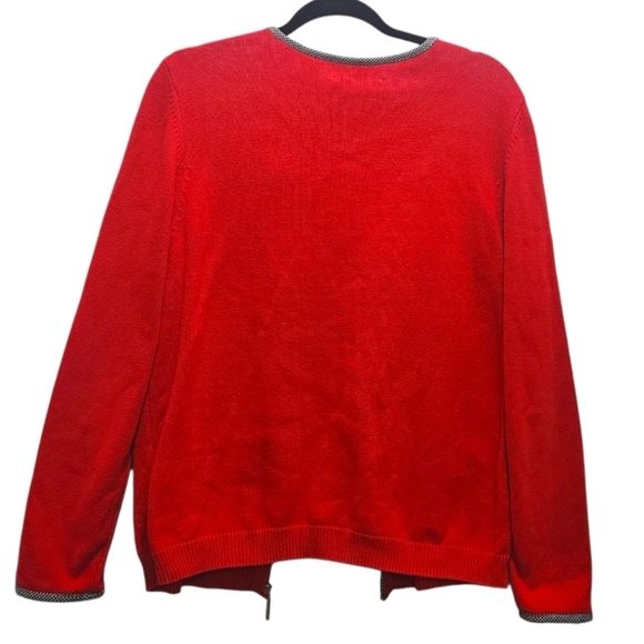 Alfred Dunner 2 in 1 Attached Sweater Zip Cardigan Red Size M Embroidered Spring - Picture 6 of 6